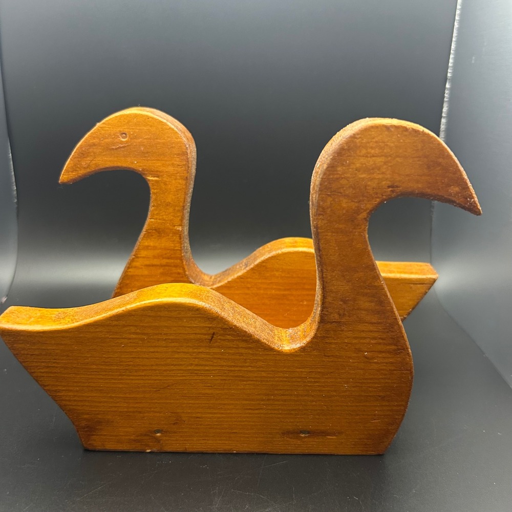 Vintage Wooden Goose Napkin Holder Farmhouse Rustic Country Kitchen Decor